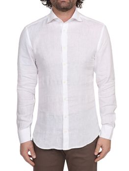 Camicia Bastoncino Lino Bianco