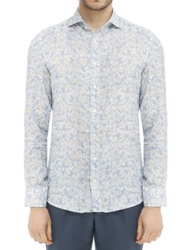 Camicia Bastoncino Fiori Azzurro