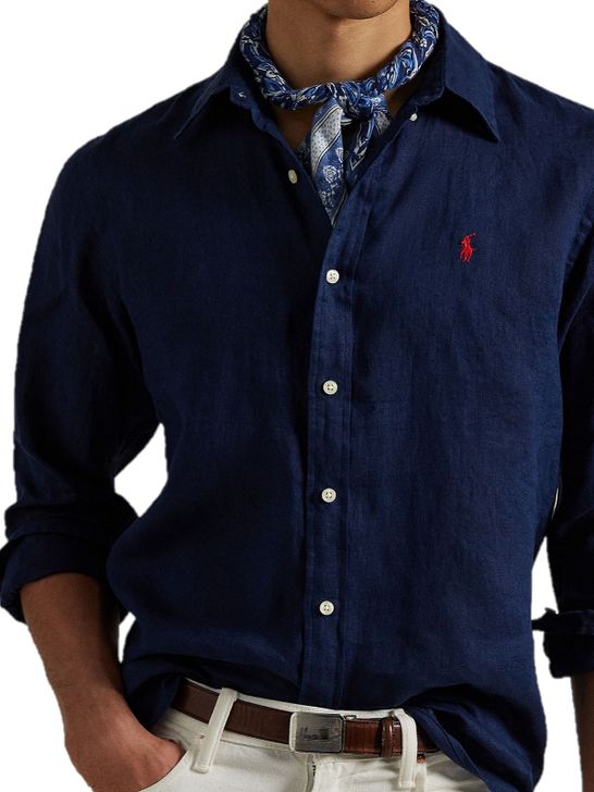 shirt-polo-ralph-lauren-linen-blue