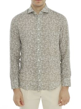 Camicia Bastoncino Fiori Marrone