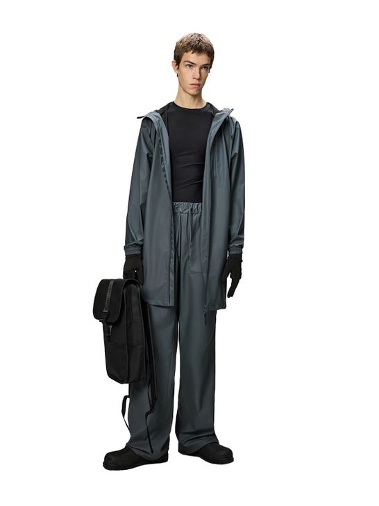 Impermeabile Unisex Rains Storm Breaker - Grigio, Cerniera Impermeabile A Due Vie, Cappuccio Regolabile, Tasche Saldate, Tessuto PU