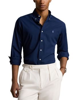 Camicia Polo Ralph Lauren Poplin Stretch Blu