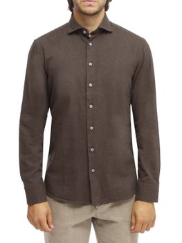 Camicia Bastoncino Flanellata Marrone