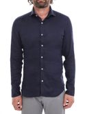 camicia bastoncino lino blu
