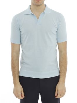 Polo Shirt Filippo De Laurentiis Crepe Light Blue