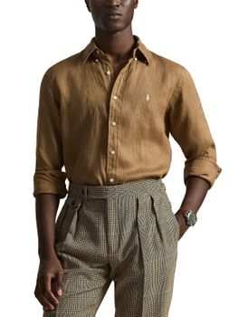 Camicia Polo Ralph Lauren Lino Marrone