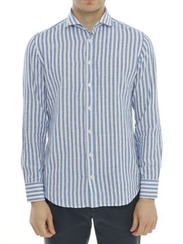 Camicia Bastoncino Lino Blu