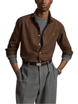 Camicia Polo Ralph Lauren Oxford Garment Dyed Marrone