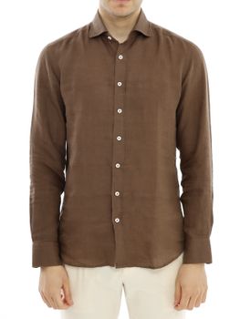 Camicia Bastoncino Lino Marrone