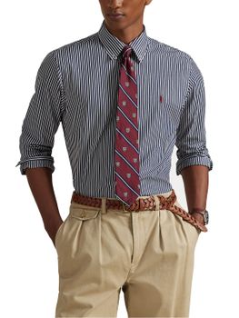 Camicia Polo Ralph Lauren Righe Stretch Blu