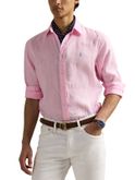 camicia polo ralph lauren lino rosa