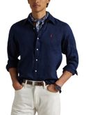 camicia polo ralph lauren lino blu