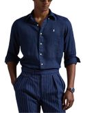 camicia polo ralph lauren lino blu