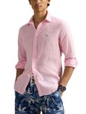 camicia polo ralph lauren lino rosa