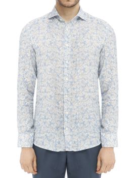 Camicia Bastoncino Fiori Azzurro