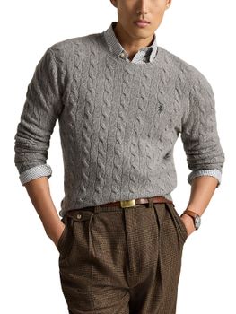 Maglia Polo Ralph Lauren Cable Knit Grigio