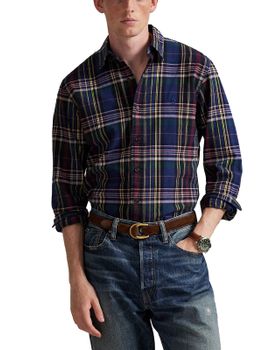 Camicia Polo Ralph Lauren Plaid Oxford Blu