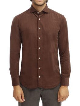 Camicia Bastoncino Velluto Marrone