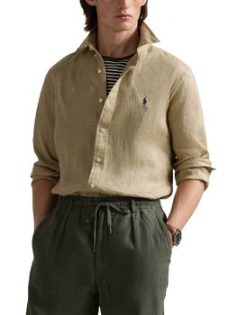 Camicia Polo Ralph Lauren Lino Beige