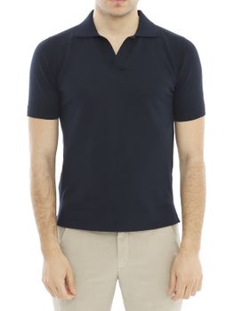 Polo Shirt Filippo De Laurentiis Crepe Blue