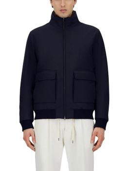 Bomber Herno Woolen Melange Twill Blu