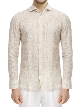 Camicia Bastoncino Fiori Beige