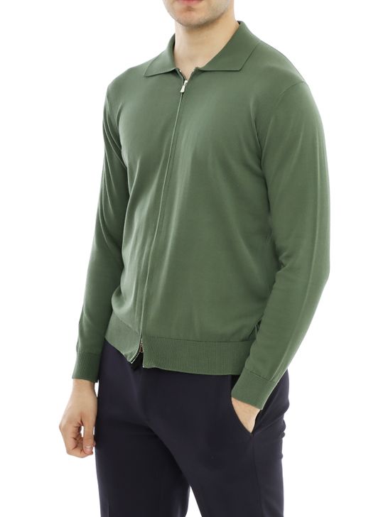 sweater-filippo-de-laurentiis-zip-green