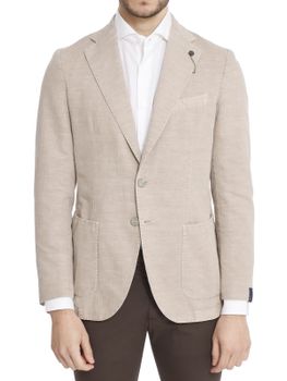 Blazer Santaniello Micro Herringbone Beige