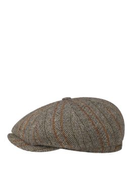 Flat Cap Stetson Hatteras Herringbone Stripe Grey