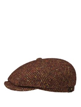 Flat Cap Stetson Hatteras Herringbone Orange