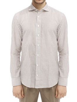 Camicia Bastoncino Righe Marrone