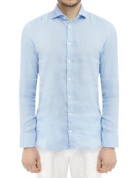 Camicia Bastoncino Lino Azzurro
