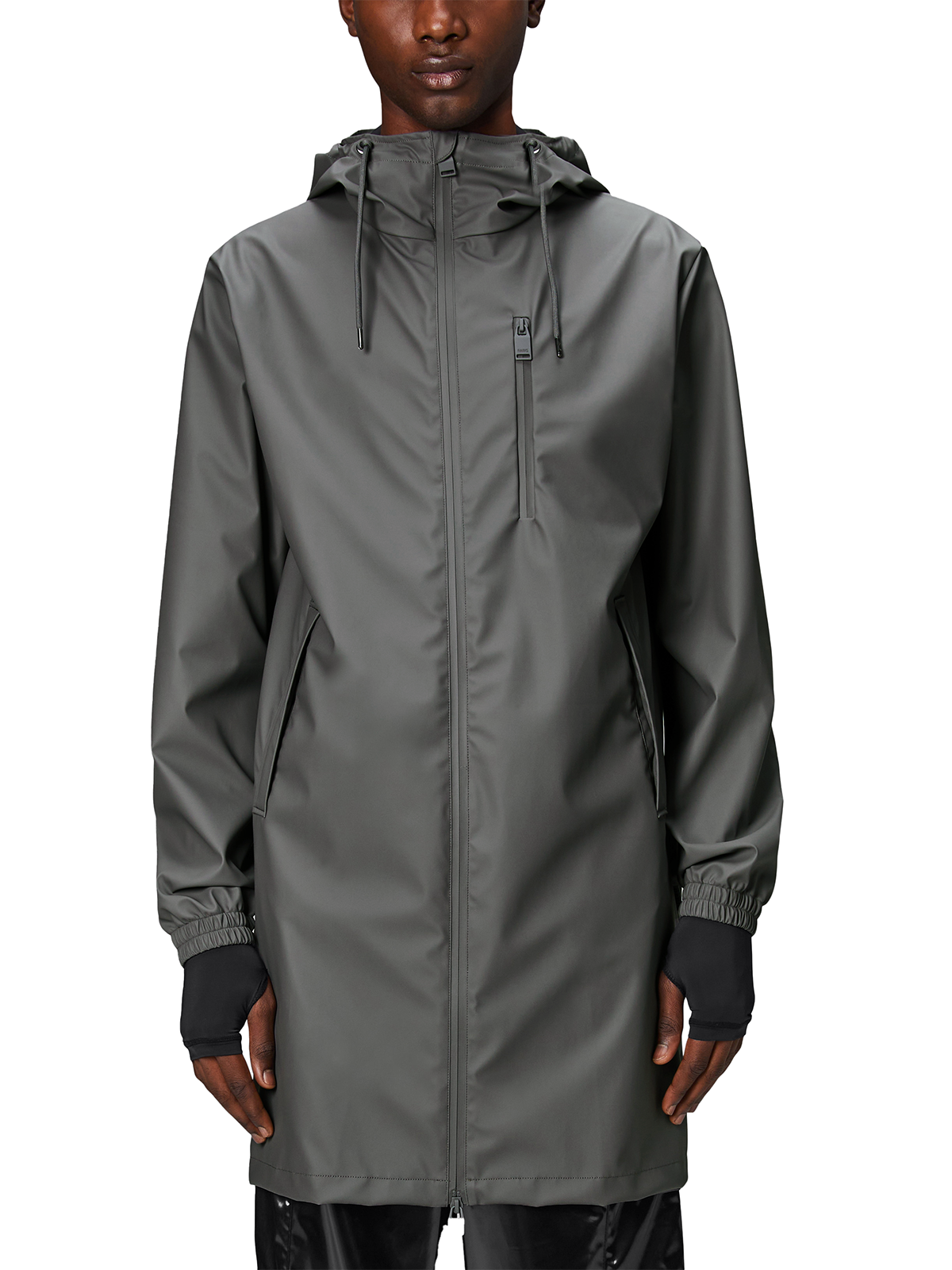 Impermeabile Unisex Rains Storm Breaker - Grigio, Cerniera Impermeabile A Due Vie, Cappuccio Regolabile, Tasche Saldate, Tessuto PU